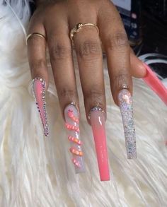 Xl Long Acrylic Nails, Kylie Nails, Clear Acrylic Nails, Her Nails, Glow Nails