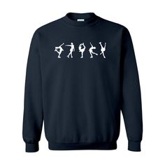 a black sweatshirt with white silhouettes of dancers