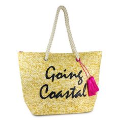 WOMEN'S STRAW BEACH TOTE Size: one size. Color: NATURAL (NATURAL). Gender: female. Age Group: adult. Beige Tote Beach Bag For Weekend, Trendy Yellow Straw Bag For Beach Season, Large Capacity Yellow Beach Bag, Yellow Beach Bag For Beach Season, Yellow Beach Bags For Vacation, Trendy Summer Beach Bag For Weekends, Yellow Bags For Beach Season Vacation, Yellow Bags For Shopping In Beach Season, Yellow Shopping Bag For Beach Season