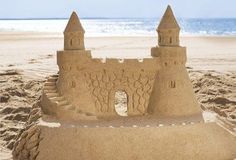 a sand castle made to look like it is on the beach