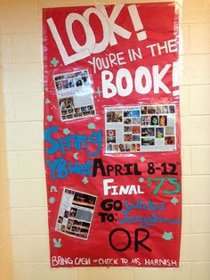 a bulletin board with the words look you're in the book