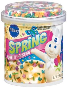 a plastic container filled with cereal and sprinkles