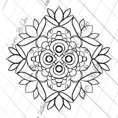 a black and white drawing of a flower