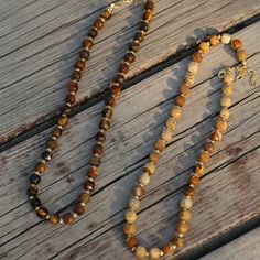 Metal: 18k Recycled Gold Plated On Brass Gemstone: Tiger's Eye, Picture Jasper Chain Length: 400-450mm Weight: 25g Agate Beaded Chain Necklace With Round Beads, Gold Agate Beaded Chain Necklace, Gold Hand-strung Agate Necklace, Gold Beaded Agate Necklaces, Gold Agate Round Beaded Necklaces, Gold Agate Beaded Crystal Necklaces, Gold Agate Beaded Necklaces, Gold Beaded Agate Crystal Necklaces, Gold Round Agate Beaded Necklaces