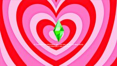 an abstract image with a green arrow in the middle of a pink and red heart