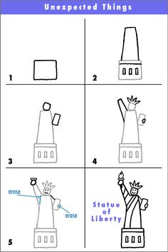 how to draw the statue of liberty in four easy steps step by step instructions for kids