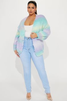 Available In Multi Color. Cardigan Sweater Long Sleeve V Neck Button Front Ombre Stripe Disclaimer: Print Placement May Vary 100% Polyester Imported | Adara Cardigan size Large by Fashion Nova Long Sweaters Cardigan, Color Fashion, Print Placement, Sweater Long Sleeve, Colorful Fashion, Cardigan Sweater, Long Sleeve Sweater, Fashion Nova, Sweater Cardigan