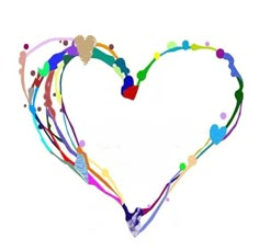 a heart shape made up of many different colored circles and dots on a white background