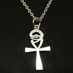 Egyptian Eye of Horus Ankh Necklace - Eye of Ra Gothic Silver Jewelry - Evil Eye Necklace - Egyptian Handmade Ankh Symbolic Necklace, Horus Necklace, Egyptian Eye Of Horus, Egyptian Gifts, Eye Of Horus Necklace, Jewelry Evil Eye, Egyptian Eye, Ankh Necklace, Eye Of Ra