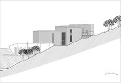 an architectural drawing of a house on top of a hill