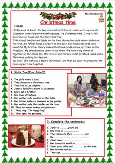 Xmas Worksheets For Kids, English Christmas Traditions, Primary English, English Exercises