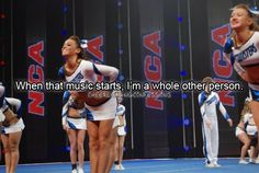 the cheerleaders are performing their routine on stage