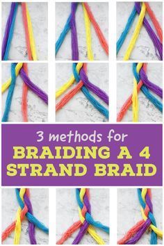 How To Braid With Four Strands, Braiding With Four Strands, How To Four Strand Braid Tutorials, How To Braid With 4 Strands, Braiding 4 Strands, Braid With 4 Strands Tutorial, Braid With Four Strands, 4 Strands Braid, Braiding With 4 Strands