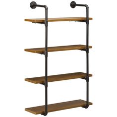 a shelf with three shelves and two hooks on each side, one is open to show the