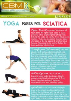 yoga poses for sciatica info sheet with images and instructions to use them in the body