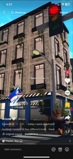 an animated view of a building on the app store's mobile phone screen,