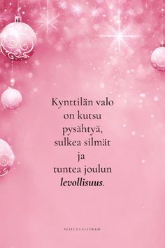 a pink christmas card with ornaments and snowflakes on the background, in russian