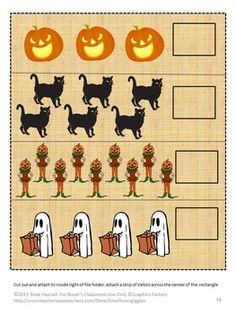 halloween themed worksheet for kids to practice counting and matching pumpkins with black cats