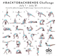 the backtobackbends challenge poster shows how to do an upward yoga pose