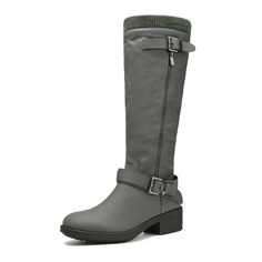 PRICES MAY VARY. Wide Calf Boots For Women: These boots are designed to be wider than regular sizes, great for those with wide calf. Lightly padded faux fur lining and insole Knee high motorcyle riding boots, and instep zipper for easy on/off Product measurements were taken using size 7 US, width M. Please note that measurements may vary by size. Approx measurements - Heel Height: 1.25 in; Platform Height: 0.5 in; Shaft: 17.5 in; Wide-calf circumference: 16.5 in. If you are looking for a pair of Winter Outdoor Knee-high Boots With Round Toe, Winter Knee-high Boots With Round Toe For Outdoor, Wide Calf Flat Heel Knee-high Boots For Winter, Wide Calf Flat Heel Winter Boots, Winter Boots With Wide Calf And Flat Heel, Wide Calf Flat Heel Boots For Winter, Knee-high Winter Boots With Buckle Closure, Gray Knee-high Winter Boots, Fall Tall Boots