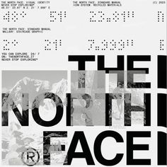 the north face poster is shown in black and white