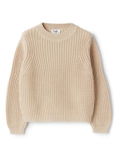 beige ribbed knit crew neck long sleeves straight hem Cream Ribbed Crew Neck Sweater, Neutral Crew Neck Sweater With Textured Knit, Beige Ribbed Knit Cropped Sweater, Beige Crew Neck Cropped Sweater In Chunky Knit, Beige Cropped Chunky Knit Sweater With Crew Neck, Beige Chunky Knit Crew Neck Cropped Sweater, Beige Textured Knit Cropped Sweater With Crew Neck, Beige Textured Knit Crew Neck Cropped Sweater, Cream Cropped Crew Neck Sweater With Ribbed Cuffs