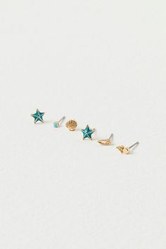 Set of 40 small delicate studs including 13 sets with shimmering stones and 7 sets with fun metal shapes. Easily mix and match to create your unique look. | Teeny Tiny Mega Stud Earring Set by Free People in Blue Natural Essence, Cute Stud Earrings, Tiny Studs, Tiny Stud Earrings, Earrings Studs, Natural Face, Trendy Earrings, Neutral Fashion, Stud Earrings Set