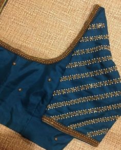 Aari Work Blouse Aari Work Blouse Simple Design, Blue Saree Blouse Designs, Hand Embroidery Designs Blouse, Latest Simple Blouse Work Designs, Simple Aari Designs For Blouse, Blue Aari Work Blouse, Work Blouse Hand Designs, Trending Blouse