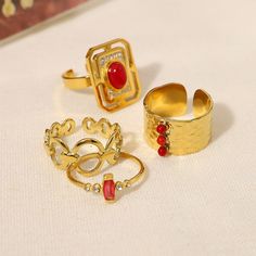 Material: Titanium Steel Size: Adjustable Opening Fashion Element: Circle, Ring, Line Style: INS Style Adjustable Red Metal Rings, Valentine's Day Metal Ring Jewelry, Elegant Red Metal Rings, Red Metal Rings For Wedding, Circle Ring, Lady In Red, Women Rings, Gold Plate, Plating