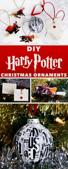 harry potter christmas ornament hanging from a tree with the words diy harry potter on it