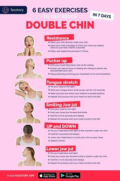 a poster with instructions on how to do double chins in 7 easy exercises for women