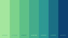 blue and green color swatches with the same hues in each section, from one side to the other