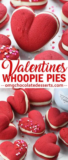 valentine's whoopie pies with hearts and sprinkles