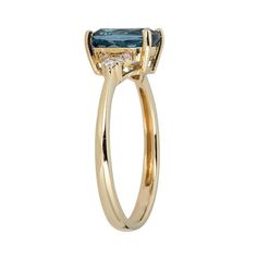 Stunning, timeless and classy eternity Vintage ring. Decorate yourself in luxury with this Gin & Grace ring. This ring is made up of 7X9 Oval-Cut Prong Setting Natural London Blue Topaz (1pcs) 1.69 Carat and Round-Cut Prong Setting Diamond (10pcs) 0.06 Carat accent stones for a lovely design. This ring is weight 1.71 grams. The ring is crafted of shining 10-karat Yellow Gold and is completed by a highly polished finish Elegant 14k Gold Baguette Cut Topaz Ring, Elegant Baguette Cut Topaz Promise Ring, Elegant Asscher Cut Topaz Ring For Anniversary, Elegant Asscher Cut Topaz Ring With Center Stone, Elegant Yellow Gold Topaz Ring Baguette Cut, Elegant Yellow Gold Topaz Ring With Baguette Cut, Elegant Baguette Cut Topaz Ring With Accent Stones, Elegant Radiant Cut Diamond Topaz Ring, Luxury Yellow Gold Asscher Cut Sapphire Ring