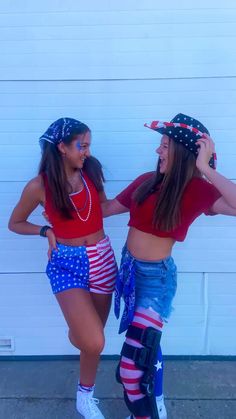 two girls dressed up in patriotic outfits