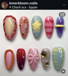 Nail Almond, Aesthetic Fruit, Nailinspo Nailart, Flower Press, Nails 3d, Pretty Gel Nails, Nail Swag, Kawaii Nails