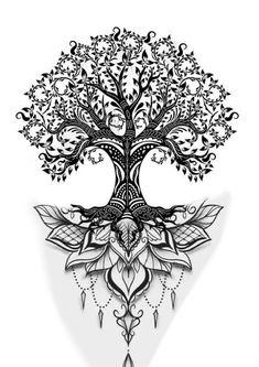 a tree with many branches and leaves in the shape of a heart on a white background