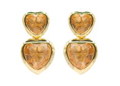 -18k Gold Plated Heart Crystal Stud Earrings -Measures .5" Length -Handmade in Brazil -18k gold plated over brass -Please note that our brand uses natural semi-precious stones-each piece has a unique texture, shine, and color. Gold Heart Cut Wedding Earrings, Gold Heart Cut Earrings For Wedding, Gold Plated Heart Cut Earrings For Anniversary, Gold Plated Double Heart Anniversary Earrings, Gold Heart Cut Earrings For Pierced Ears, Gold Heart-shaped Formal Earrings, Gold Heart Cut Earrings For Formal Occasions, Gold Heart Cut Earrings For Formal Events, Gold Heart-shaped Earrings For Formal Occasions