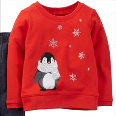 This Listing Is For Brand New Never Worn Red Sweatshirt By Carter’s. The Sweatshirt Features Penguin Graphic. Very Cute Winter Design. The Item No Longer Has Its Tag, But Is In Brand New Condition. Size 5t 100% Cotton Thanks For Looking H4 Red Cartoon Print Tops For Winter, Cute Red Winter T-shirt, Cute Red T-shirt For Winter, Cute Red Winter Tops, Playful Cotton Winter Tops, Playful Winter Cotton Tops, Playful Red Sweatshirt For Fall, Playful Cotton Tops For Winter, Playful Long Sleeve Holiday Tops