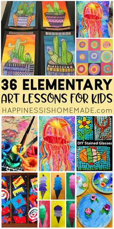 Art Ideas For 1st Grade, Art Docent Kindergarten, Art Units Elementary, Art Lessons For 3rd Grade, Year 2 Art Ideas, Elementary Art Education Projects, 3rd Grade Art Projects Spring, Art Lessons For 2nd Grade, Year 5 Art Ideas