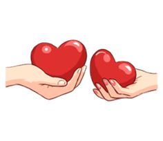 two hands holding red hearts in each other's palms