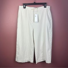 Nwt Eileen Fisher Wide Leg Ankle Pant In Color Bone Size 14p Style R9suz-P8272p. Waist 16.5 Inches, Rise 12 Inches, Inseam 19 Inches. Comes With A Replacement Button Ww Spring Daywear Cropped Leg Bottoms, Spring Cropped Leg Daywear Bottoms, Cropped Leg Spring Daywear Bottoms, Cream Cropped Leg Workwear Bottoms, Cream Cropped Leg Bottoms For Work, Cropped Leg Pants For Daywear In Spring, Spring Wide Leg Daywear Capris, Wide Leg Spring Capris For Daywear, Spring Daywear Wide Leg Capris