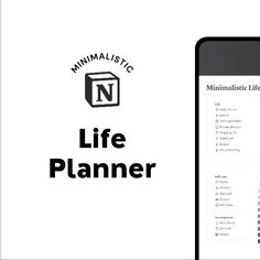 the minimalistic life planner app is displayed on an iphone, next to it's screen