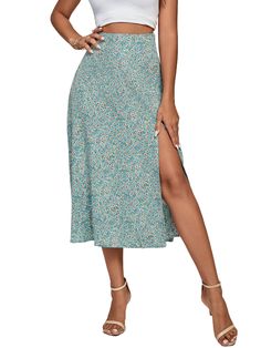 PRICES MAY VARY. Comfy and lightweight fabric. Fabric has no stretch. Casual boho floral/leopard printed, below knee length, zipper open, high waist, side split hem chiffon midi skirt for women and girls. High slit desgin create you a casual sexy style. The floral & leopard print high waist midi skirt good for daily wear, club, party, school, holiday, office etc. Side split slit hem midi skirt for summer and spring easy pair with any tops, high-heeled shoes or sandal. Please refer to the LYANER' Basic Skirt, Skirts Midi High Waisted, Printed Midi Skirt, Lightweight Dress, Boho Print, Women's Skirts, Casual Spring, Summer Skirts, Boho Casual