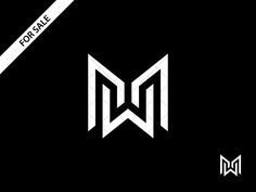 a black and white logo with the letter m in it's center, on a dark background