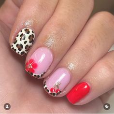 Cutesy Nails, Sqaure Nails, White Tip Acrylic Nails, Cheetah Nail Designs, Teen Nails, Boho Nails, Hello Nails, Hippie Nails