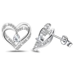 PRICES MAY VARY. ◆ Sterling silver stud earrings are earrings with two overlapping hearts, and there is a teardrop-shaped cubic zirconia in the middle of the heart. The classic earrings are inlaid with shiny cubic zirconia to make the earrings more dazzling. Love earrings symbolize eternal love, which is perfect for giving to your loved ones as Valentine's Day, anniversaries, etc.! ◆ Heart earrings are made of sterling silver and cubic zirconia. Lead-free and nickel-free hypoallergenic earrings Double Heart Pierced Earrings For Mother's Day, Pierced Double Heart Earrings For Mother's Day, Valentine's Day Teardrop Heart Earrings For Pierced Ears, Heart Pendant Cubic Zirconia Earrings For Valentine's Day, Cubic Zirconia Heart Pendant Earrings For Valentine's Day, Valentine's Day Heart Pendant Cubic Zirconia Earrings, Mother's Day Double Heart Pierced Earrings, Heart-shaped Pierced Earrings For Mother's Day, Mother's Day Heart Pendant Earrings For Pierced Ears