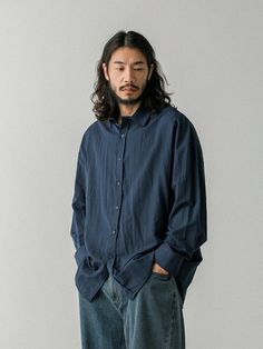 Composition : 40% cotton 30% nylon 30% polyesterColor : NavyCountry of Origin : KOREA Modern Cotton Shirt For Fall, Modern Long Sleeve Shirt For Casual Gatherings, Modern Cotton Shirt For Casual Gatherings, Asian Boy, Basic Shirts, Long Hair Styles Men, Asian Boys, Mens Hairstyles, Long Hair