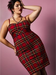 Plus Size Betsey Johnson Red Tartan Ponte Strapless Bodycon Dress, PLAID - RED Eat Drink And Be Merry, Red Plaid Dress, Strapless Bodycon Dress, Vintage Betsey Johnson, Fitted Wedding Dress, Tartan Dress, Be Merry, Rhinestone Dress, Red Tartan