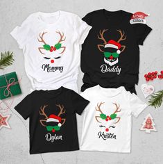 Reindeer Family Christmas Matching T Shirt Family Reindeer Shirts, Christmas Matching, Family Christmas, The United States, Reindeer, Christmas Sweaters, Mockup, Baby Onesies, Christmas